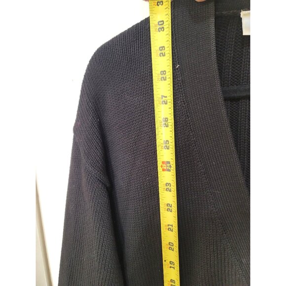 Preview Basics Y2k Black Cardigan Women's XL Ribbed Design Button Closure - Picture 11 of 14
